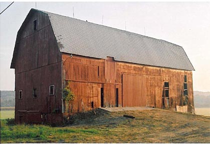 The barn beams for this home were acquired from this upstate New York barn that was about to be torn down.